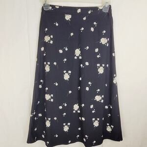 Elodie black dainty floral Aline pull on midi skirt Size small Romantic Girly
